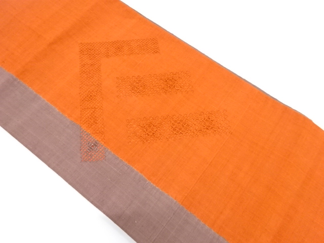 JAPANESE KIMONO / VINTAGE UNUSED NAGOYA OBI / DRAWNWORK / TSUMUGI / SHIBORI / FLOWER